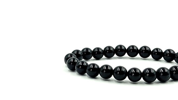18K Gold Vermeil Black Spinel Bracelet | 8mm Natural Gemstone Beads, Protection & Power