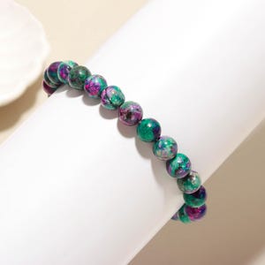 Ruby Zoisite Bracelet: Natural Crystal Healing Stretch Bracelet