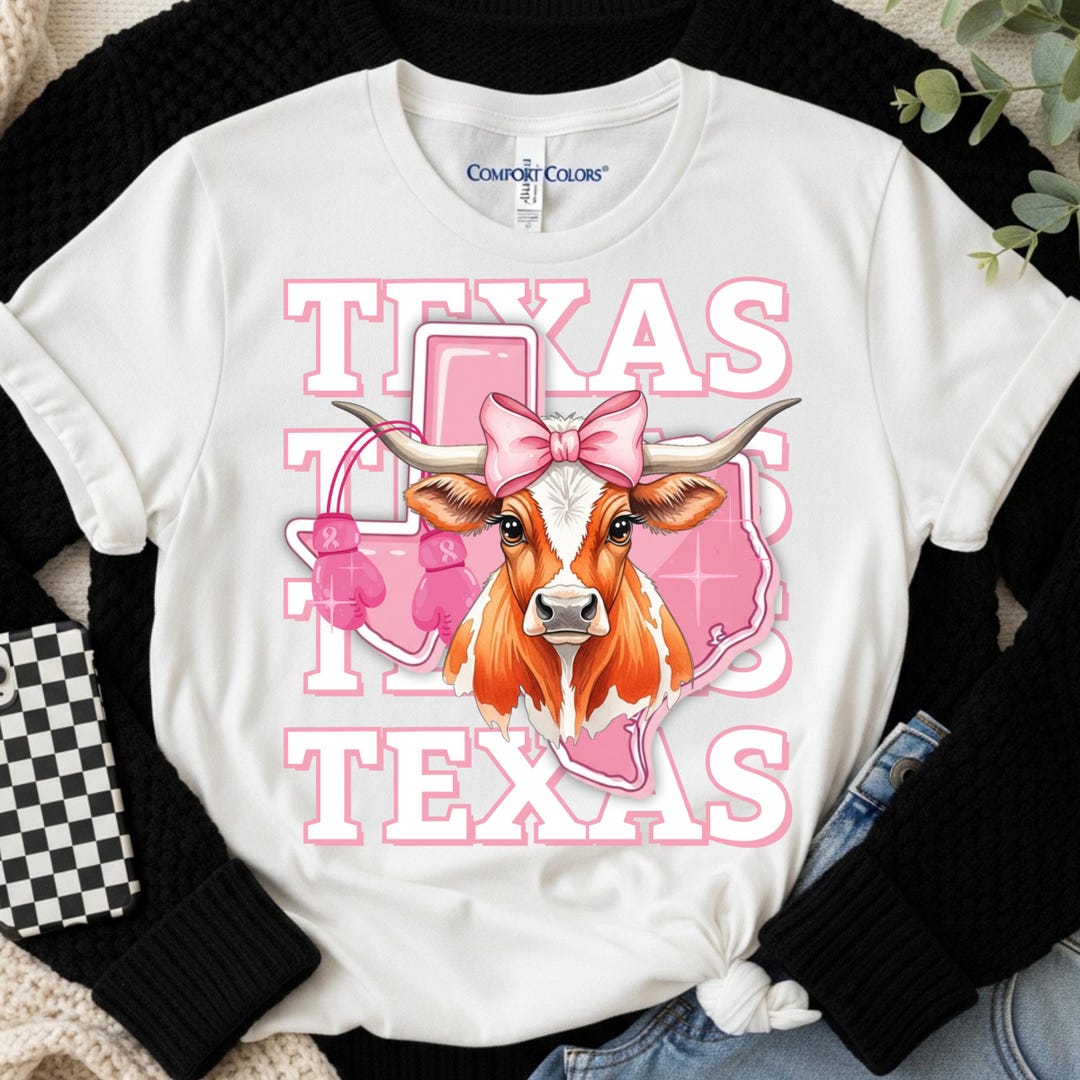 Longhorns Ribbon Texas, Longhorn, Pink Ribbon PNG – Breast Cancer Awareness Sublimation ...
