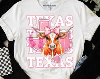 Texas, Longhorn, Pink Ribbon PNG – Breast Cancer Awareness Sublimation Design