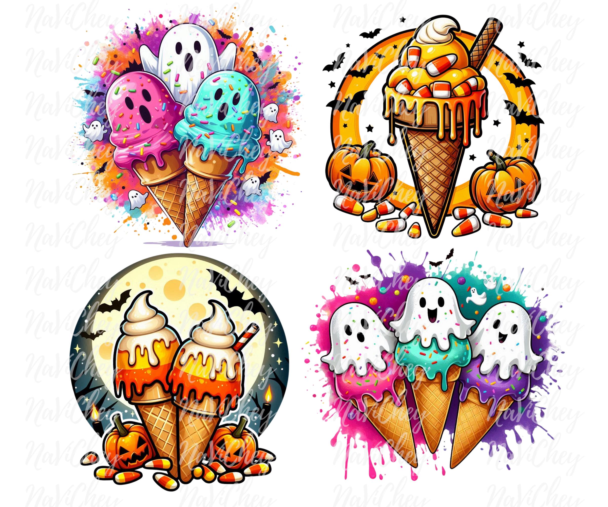 キャンディコーンアイスクリームコーン PNG: かわいいハロウィンクリップアート (PDF ダウンロード) - Etsy 日本, image size:2400x2000