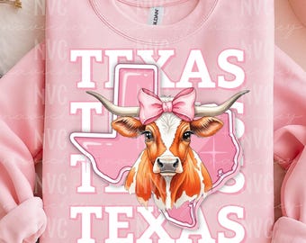 Texas, Longhorn, Pink Texas PNG – Breast Cancer Awareness, Coquette Sublimation Design