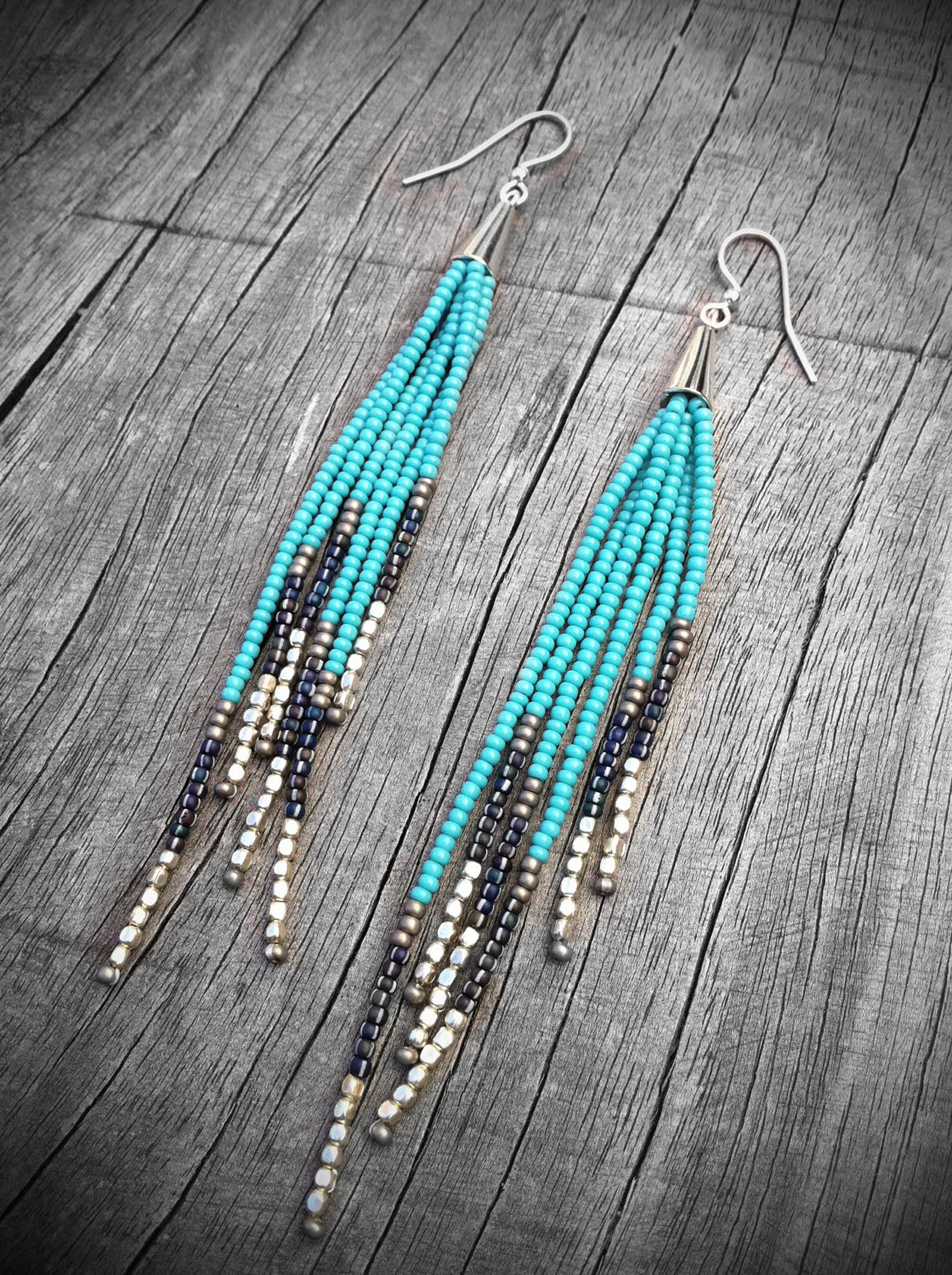 Beaded Fringe Earrings Seed Bead Earrings Native American | Etsy