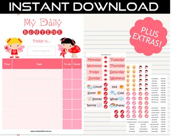 Printable Daily Routine Chart Digital Download - Fairy Fairies by Ernie & Bird