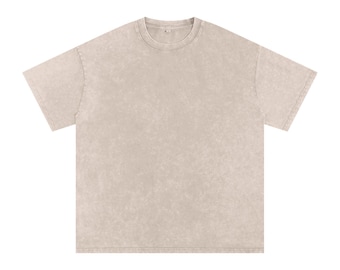 Camiseta unisex extragrande lavada, efecto desteñido vintage, 100 % algodón