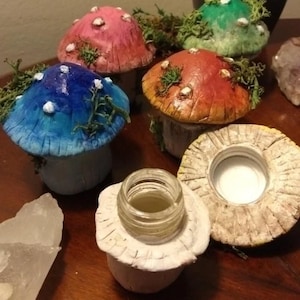 Handmade mini mushroom jars