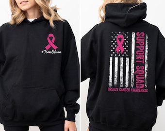 Custom Breast Cancer Support Squad Hoodie, Her fight is our fight Hoodie, Breast Cancer Hoodie,Family Breast Cancer,Cancer Support team Gift
