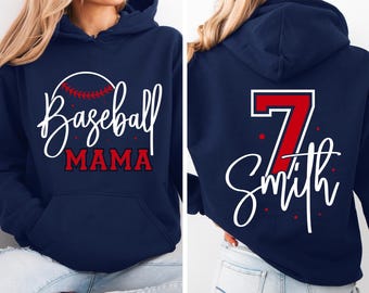 Custom Baseball Name Number Hoodie, Baseball Mama Hoodie, Baseball Season Hoodie,Custom Baseball Mom Shirt,Personalized Baseball Team Gift