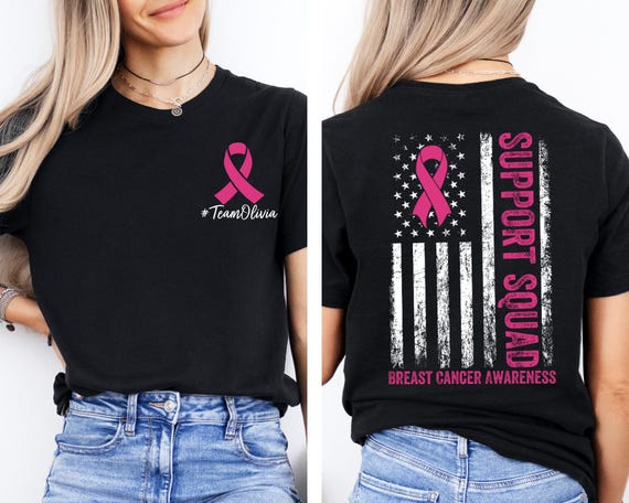 Personalized Breast Cancer Support Squad TShirt,Custom Breast Cancer Awareness Shirt,Her Fight is Our Fight Shirt,I Wear Pink for My,October