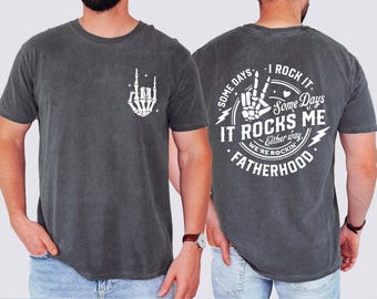 Comfort Colors Funny Fatherhood T-Shirt, Skeleton Hand Dad Shirt,New Dad Gift,Rock Dad Shirt,Retro Fathers Day,Gift for Husband,Cool Dad Tee