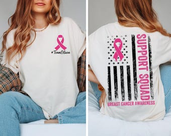Comfort Colors Custom Breast Cancer Support Squad T-Shirt, Personalized Cancer Awareness Shirt, In October We Wear Pink Shirt,Cancer Warrior