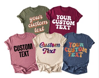 Custom Text T-Shirt, Personalised Retro Print T-Shirt, Retro Font Shirt,Personalized Wording Tee Birthday Gift For Her Tee,Family Matching