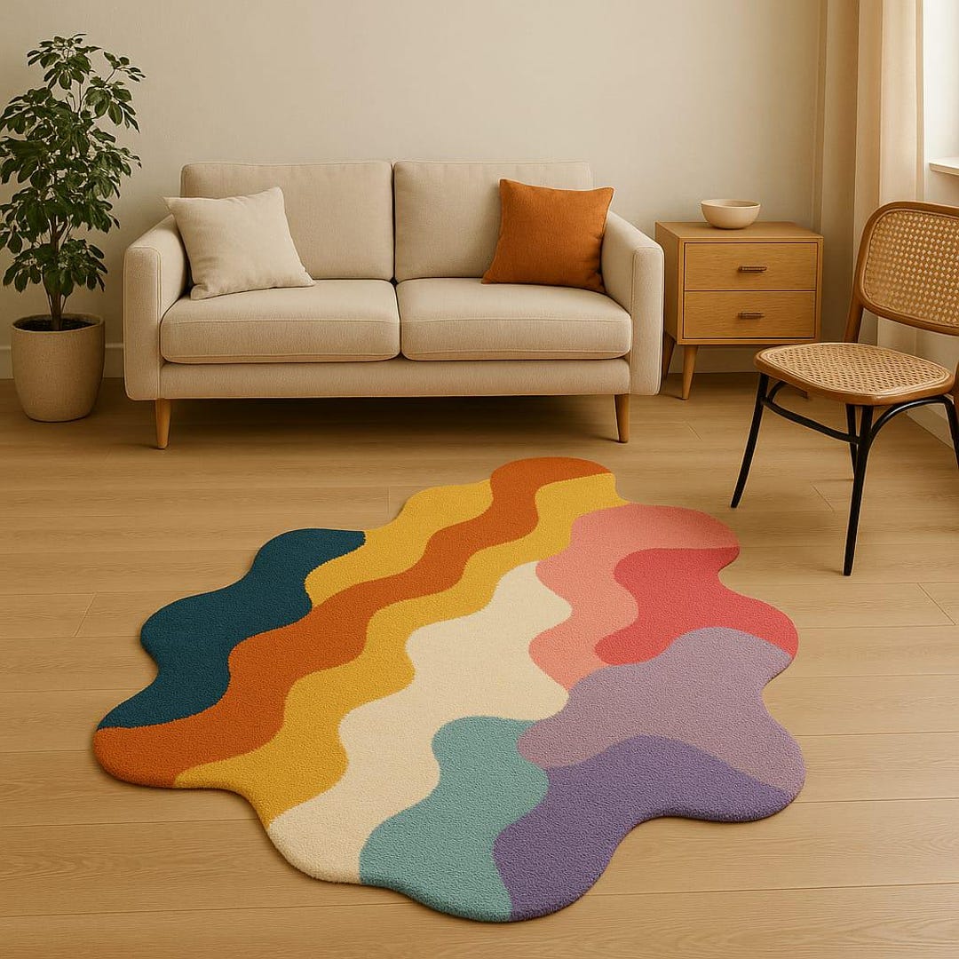 Hand Tufted Rainbow Rug: Irregular, Colorful Accent Rug - Etsy