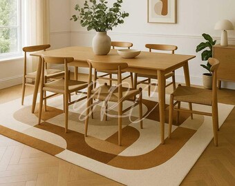 Hand Tufted Wool Rug: Beige & Brown Abstract Design, 9x12