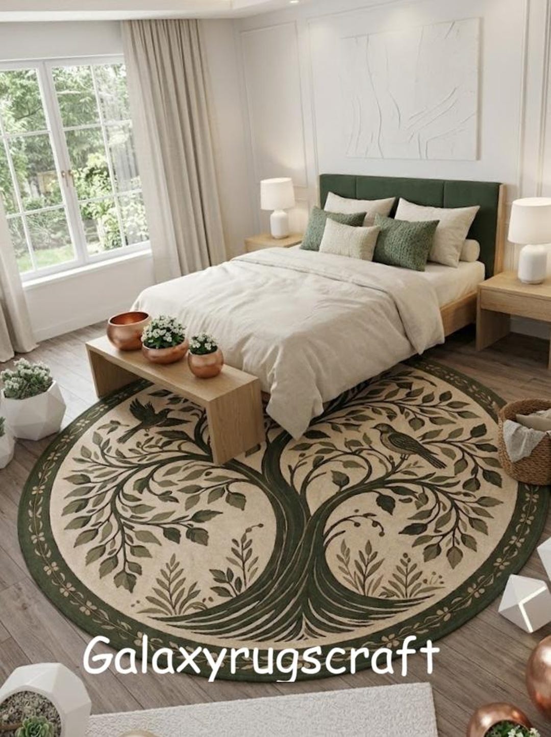 Tree of Life Round Rug | Handmade Wool Carpet | Bedroom Living Room ...