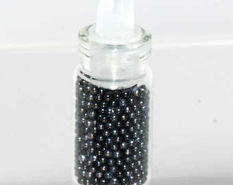 Miniatura para casa de muñecas, perlas negras sin agujero de 0,75 a 1 mm