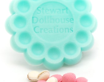 1:12 scale, French Macaron Mold with 8 Colors of Clay -NEW UV Resin Ready Clear Molds Available!!