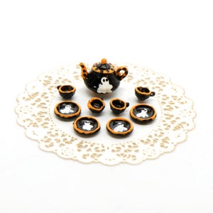 Halloween Quarter Scale Ghost Black/Orange Tea Set
