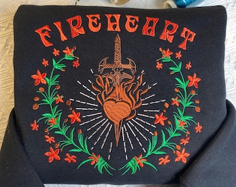 Fireheart shirt, Throne of Glass Embroidered Sweatshirt, SJM Book Shirt, Empire of Storms & Heir of Fire Quote, Bookish Gift for Readers