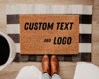 Zerbino in fibra di cocco personalizzato: testo e logo personalizzati, tappeto d'ingresso ecologico