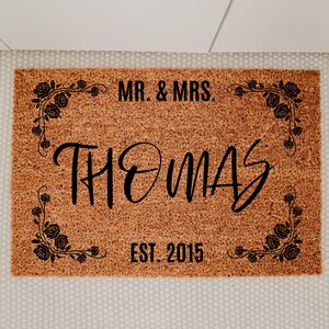 Mr. and Mrs. Doormat, Last Name Doormat, Housewarming Gift, Wedding Gift, Newlywed Gift, Anniversary Gift, Personalized Doormat, Door Mat