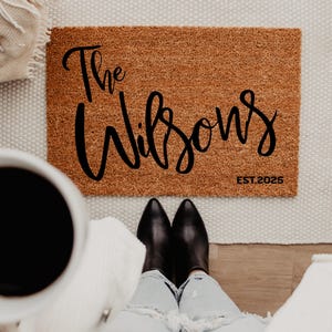 Wedding Gift for Couples, Custom Welcome Door Mat with Family Name, Housewarming Gift Home Decor, Personalized Doormat w/ Anti-Slip Backing