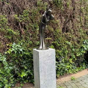 Bronze Paar Skulptur: Zeitlose Umarmung - Romantische Wohnkultur (28x25x54 cm)