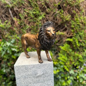 Majestic Bronze Lion Sculpture – Handcrafted Elegance for Your Home or Garden - 42x12x26cm