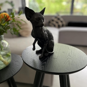 Bronze Sphynx Cat Sculpture – Elegant Seated Hairless Cat Statue - Bronze Cat Statue - Home Decor - Garden Decor - 15 x 12 x 22 cm