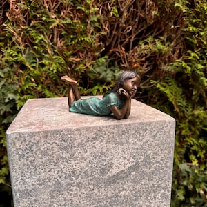 Daydreaming Girl – Bronze Sculpture - Garden Child Sculpture - Bronze Decor - Bronze Collectible - Bronze Home Decor - 15x5x7cm