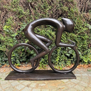 Bronze Cyclist Sculpture: Elegant Home, Office, Garden Decor (100x28x84cm)
