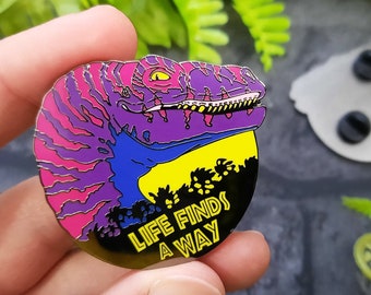 Life Finds A Way Bisexual Pride Pin, Jurassic Dinosaur Enamel Pin, Subtle Pride Pin, Gay Dinosaur Gifts for Paleontologists, LGBTQIA Gifts