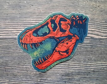 T-Rex Skull Dinosaur Sticker for Laptop, Waterproof Sticker, Paleontology Sticker, Dinosaur Fossil, Natural History, Tyrannosaurus Rex