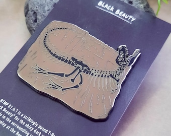 Black Beauty the T-Rex, Tyrannosaurus Fossil Enamel Pin, Dinosaur Pin Badge, Paleontology Gift for Adults