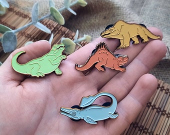 Crystal Palace Dinosaur Pin Badge Set, Dinosaur Gift for Adults, Vintage Dinosaurs, Natural History, Victorian Dinosaurs, Palaeontology Pins