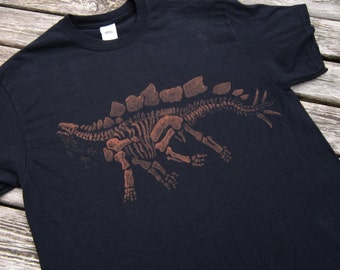 Stegosaurus Fossil Shirt, Hand Painted Tshirt, Dinosaur Skeleton, Paleontology Gifts for Dinosaur Lovers, Natural History, Jurassic Dinosaur