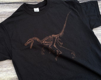 Velociraptor Dinosaur Fossil TShirt, Dinosaur Gifts for Paleontologists, Natural History Graphic Tee, Science Gifts for Him, Bleached Shirt