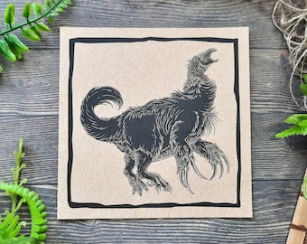 Therizinosaurus Paleoart, impression d'art dinosaure à plumes, illustration d'histoire naturelle, décoration nature, cadeaux paléontologie, dinosaures pour adultes