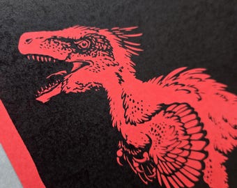 Utahraptor Paleoart, Feathered Dinosaur Art Print, Natural History Illustration, Nature Décor, Paleontology Gifts, Dinosaurs for Adults