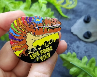 Life Finds A Way Rainbow Pride Pin, Jurassic Dinosaur Enamel Pin, Subtle Pride Pin, Gay Dinosaur Gifts for Paleontologists, LGBTQIA Gifts