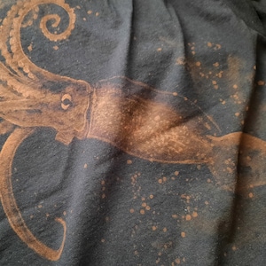 Giant Squid Shirt, Cephalopod Tshirt, Hand Painted Bleach Shirt, Marine Animal Shirt, Sealife Gifts, Marine Biology Gifts, Natural History