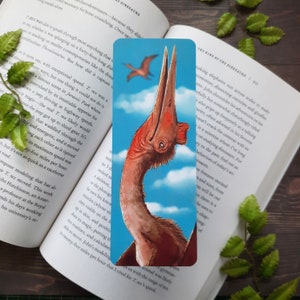 Quetzalcoatlus Pterosaur Paleoart, Paleontology Bookmark, Natural History Science Gifts for Bookworms, Dinosaur Stocking Stuffer
