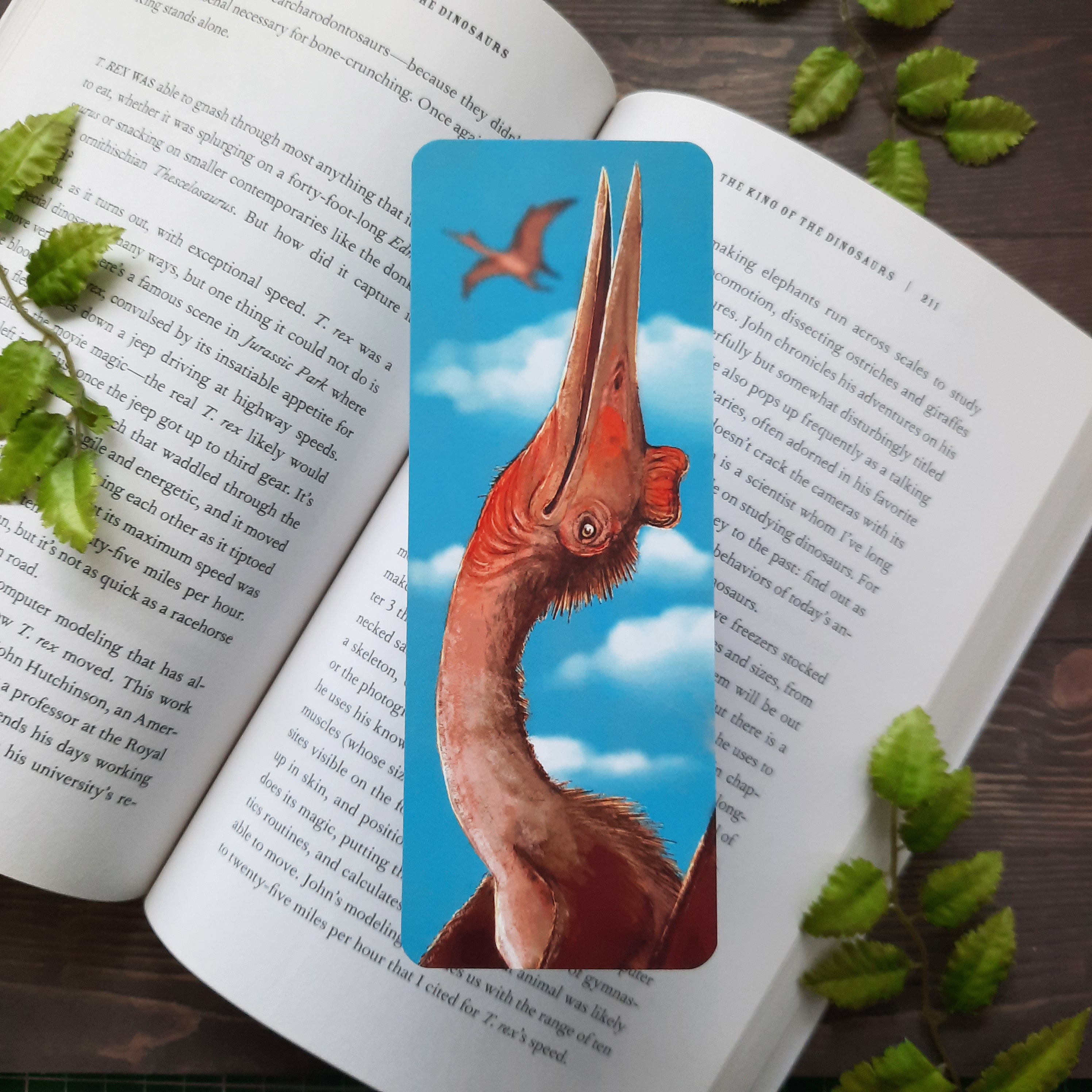 Quetzalcoatlus Pterosaur Paleoart, Paleontology Bookmark, Natural History Science Gifts for Bookworms, Dinosaur Stocking Stuffer