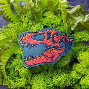 Tyrannosaurus Rex, Dinosaur Skull Patch, Dinosaur Patches for Jackets, Iron On Embroidered Patches, Dinosaur Gifts, Paleontology Patch