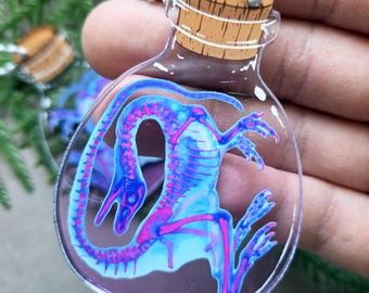 Diaphonized Dinosaur Charm, Compsognathus, Natural History Specimen Jar, Paleontology Gifts, Faux Taxidermy, Oddities and Curiosities