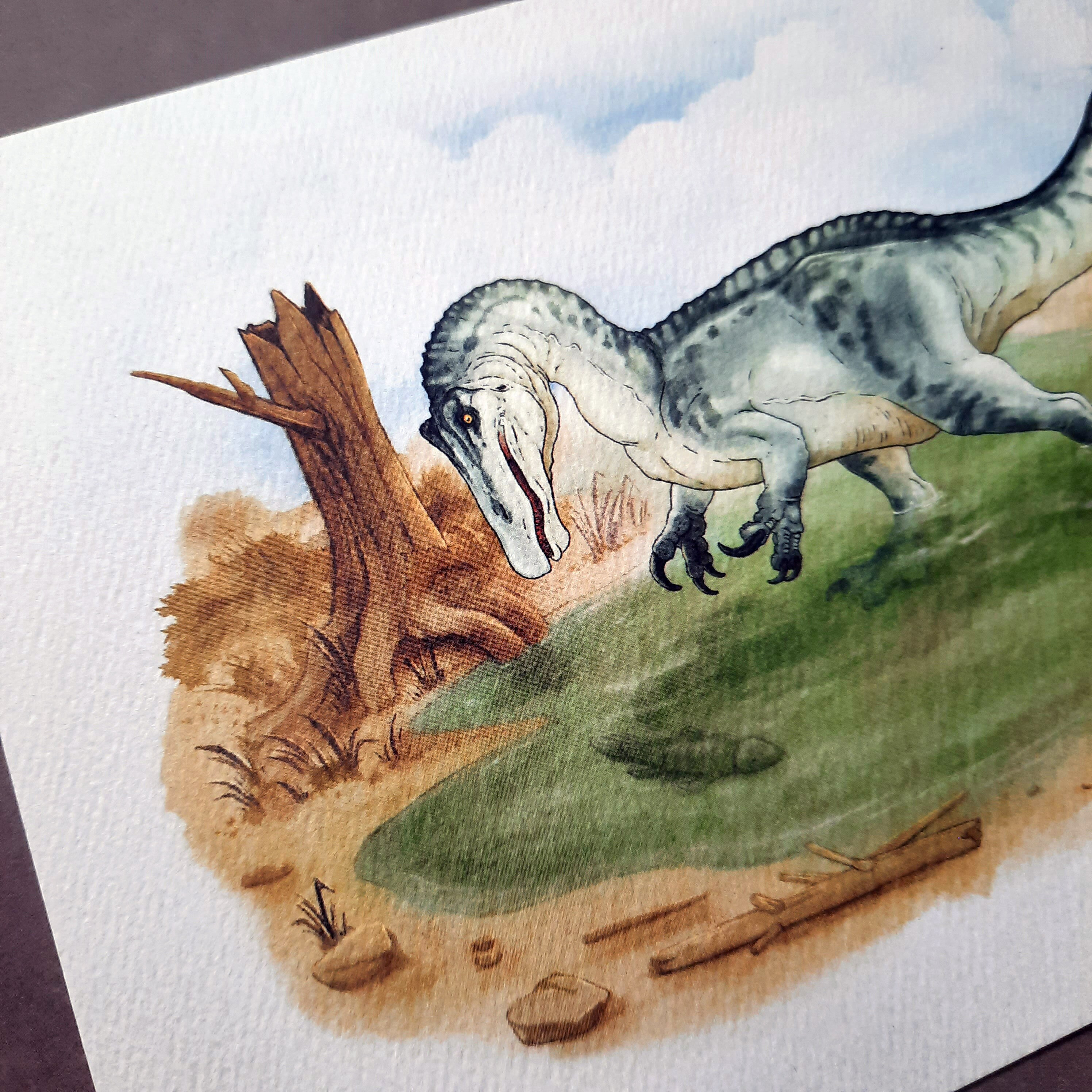 Baryonyx Paleoart Dinosaur Art Print, Natural History Illustration, Paleontology Gifts, Dinosaurs for Adults