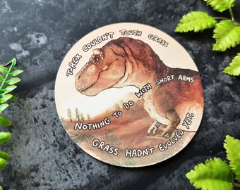 T-Rex Couldn't Touch Grass, Funny Dinosaur Sticker, Dinosaur Sticker for Laptop, Touch Grass Sticker, Paleontology Meme, Evolution