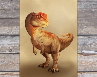 Ceratosaurus Paleoart, A4 Dinosaur Art Print, Natural History Illustration, Adult Dinosaur Gifts, Paleontology Print, Science Gifts