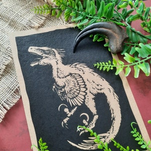 Utahraptor Paleoart Feathered Dinosaur Art Print Natural History