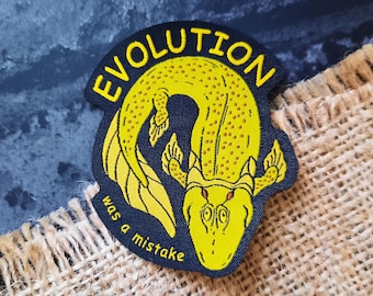 Evolution Was A Mistake, Tiktaalik, Funny Paleoart, Devonian Fossil, Charles Darwin Fish, Natural History Patch, Gifts for Paleontologists